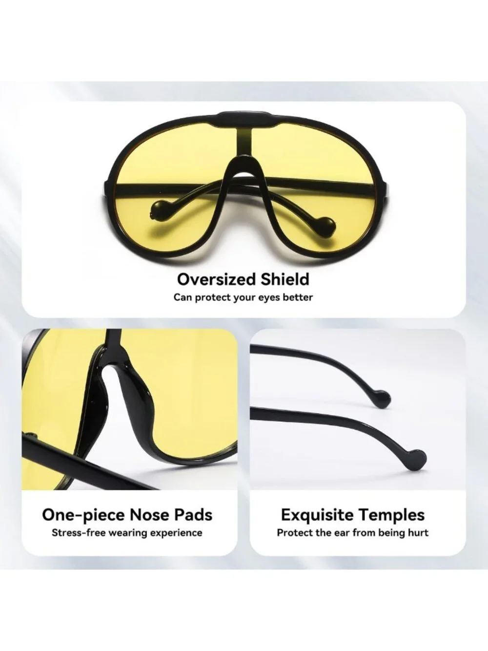 Oversized Women's Sunglasses - Large Frame, Stylish One-Piece Design, UV